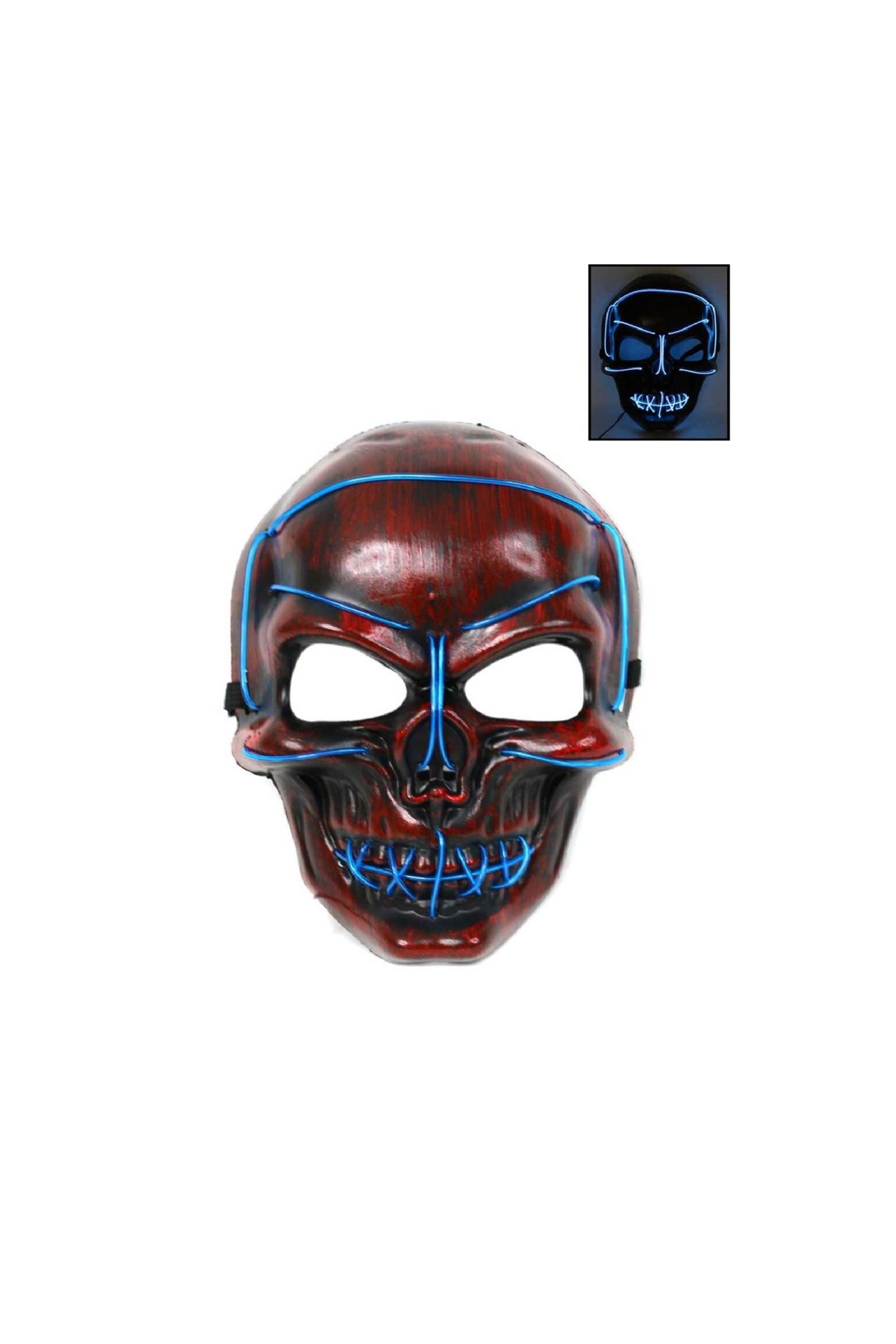 Işıklı Maske-22341 Kanlı Kurukafa Mavi