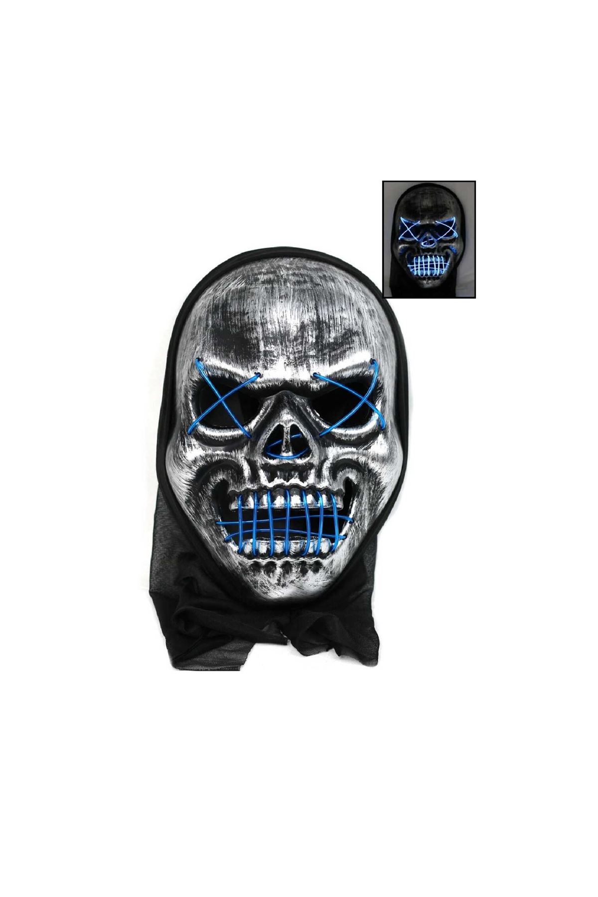 Işıklı Maske-22339 Astarlı Kurukafa Mavi