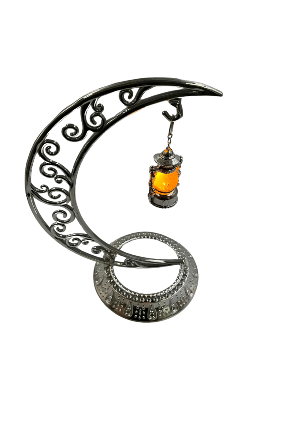 Ramazan Dekoratif Masa Üstü Hilal Gümüş Plastik Tabanlı