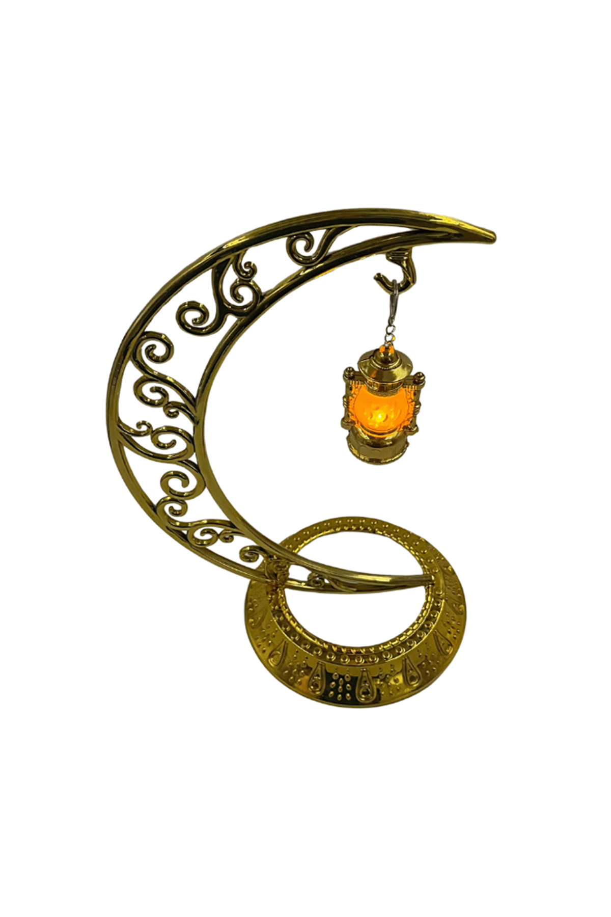 Ramazan Dekoratif Masa Üstü Hilal Gold Plastik Tabanlı