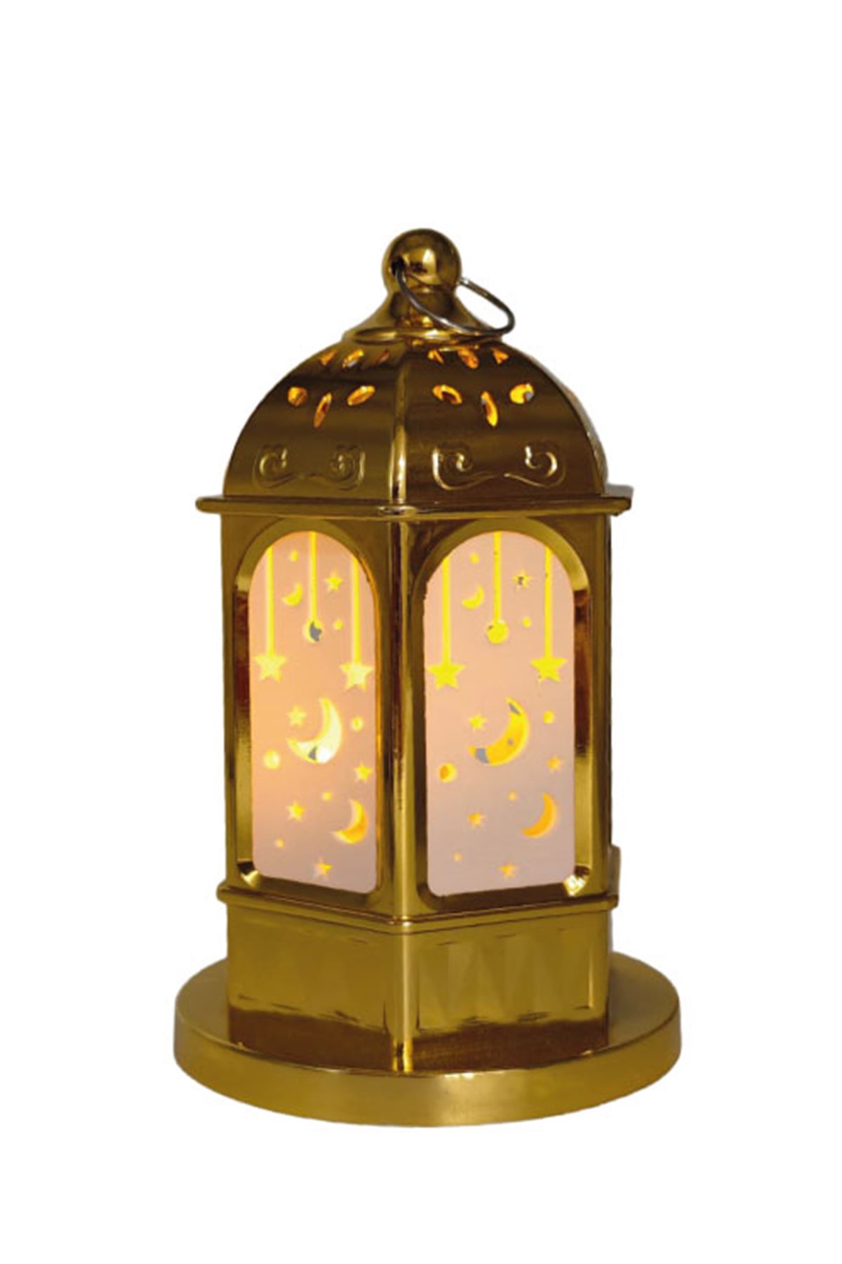 Ramazan Dekoratif Fener Ledli 16 cm Gold