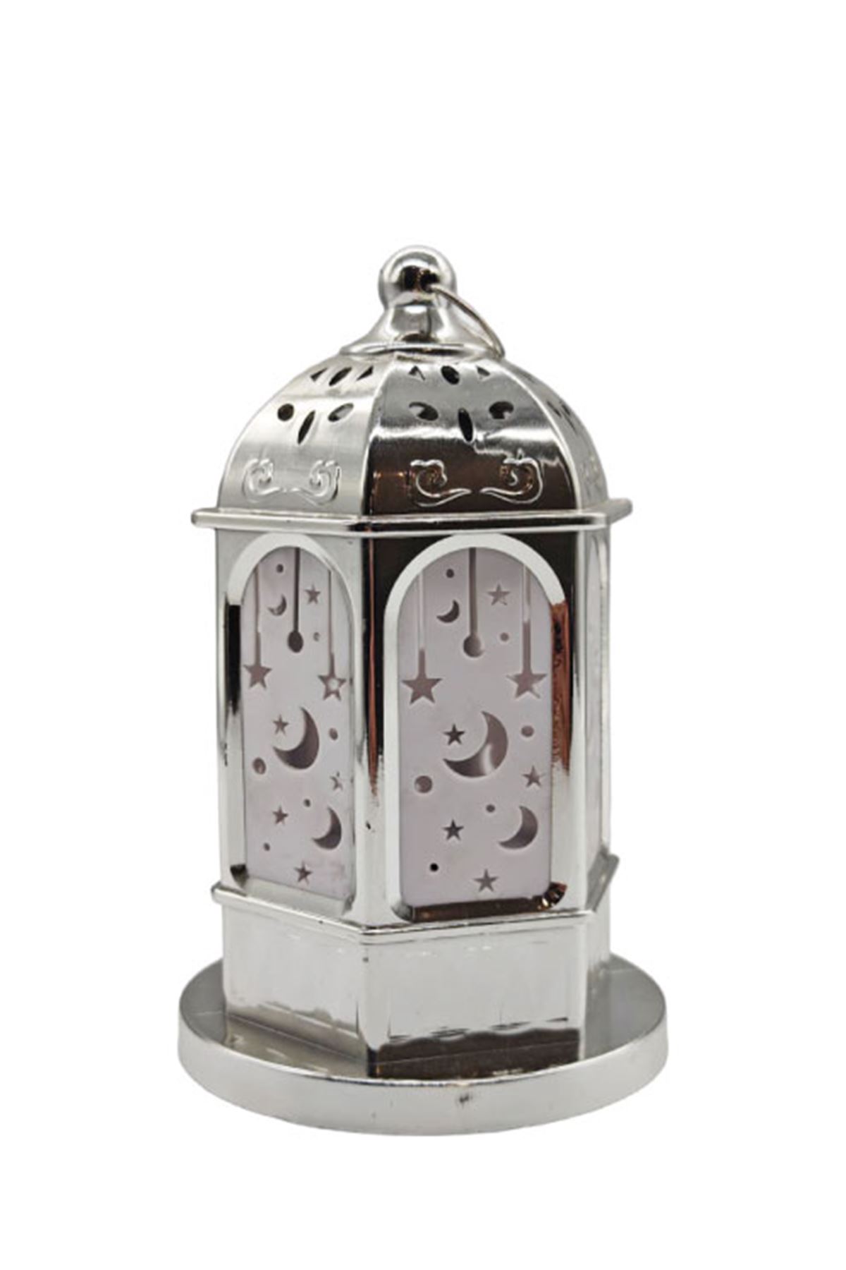 Ramazan Dekoratif Fener Ledli 16 cm Gümüş