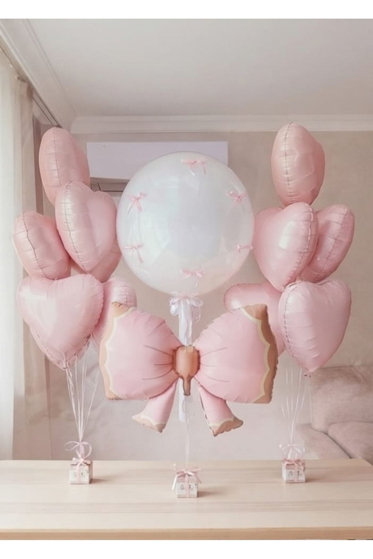 Balon Folyo Set 1705-9 Fiyonklu Pembe