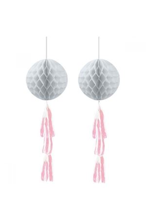 Püsküllü Petek Süs Beyaz