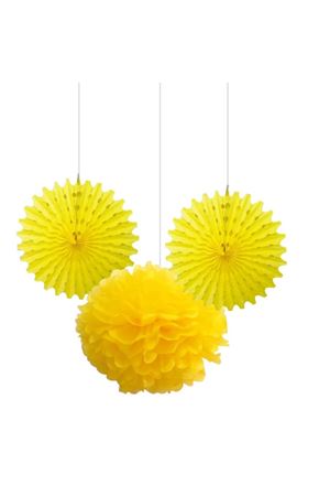 Üçlü Kağıt Dekor Süsleme Seti Sarı