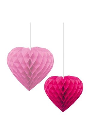 İkili Kalp Petek Süs Pembe