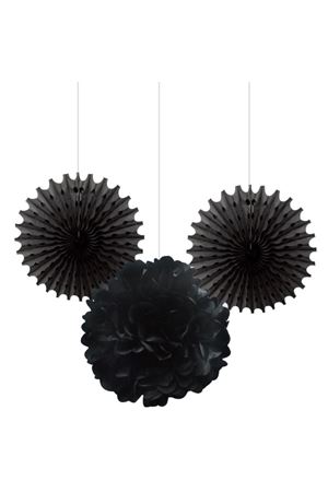Üçlü Kağıt Dekor Süsleme Seti Siyah