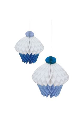 İkili Cupcake Petek Süs Mavi