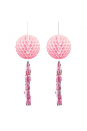 Püsküllü Petek Süs Pembe