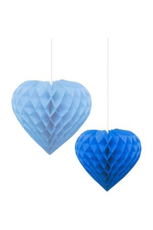 İkili Kalp Petek Süs Mavi