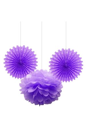 Üçlü Kağıt Dekor Süsleme Seti Mor