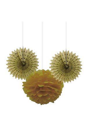 Üçlü Kağıt Dekor Süsleme Seti Altın