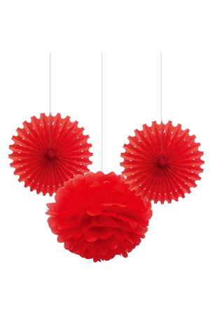 Üçlü Kağıt Dekor Süsleme Seti Kırmızı