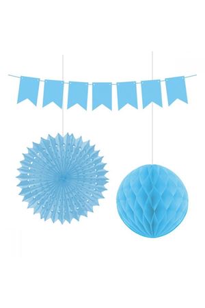 Doğum günü Baby shower Üçlü Duvar Süsü Mavi