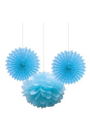 Üçlü Kağıt Dekor Süsleme Seti Mavi