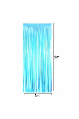 Metalize Arka Fon Perde Mavi