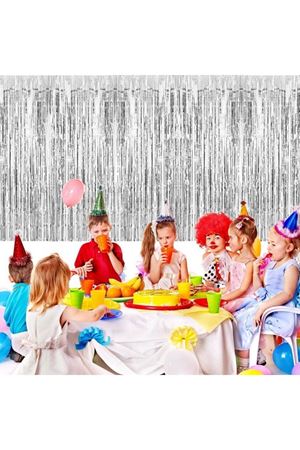 Metalize Arka Fon Perde Gümüş