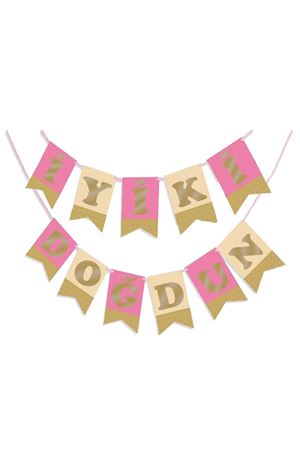 İyi ki Doğdun Pembe Zemin Altın Harf Banner