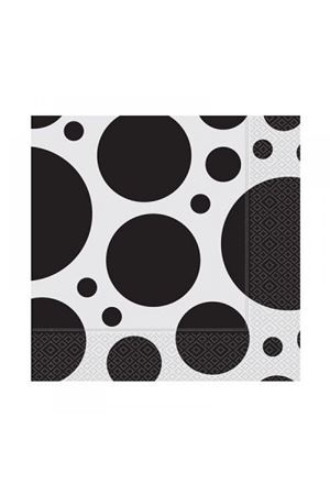 Karışık Puantiye Kağıt Peçete Siyah