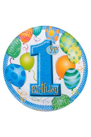 Karton Tabak Balon Desen 1 Yaş Mavi