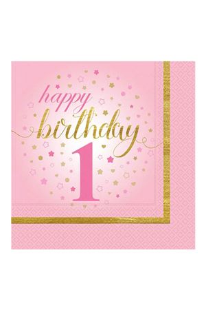 Küçük Yıldızlar 1 Yaş Pembe Peçete