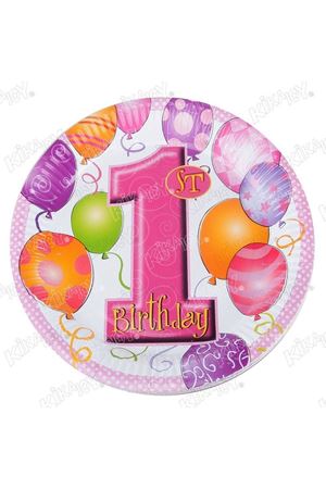 Karton Tabak Balon Desen 1 Yaş Pembe