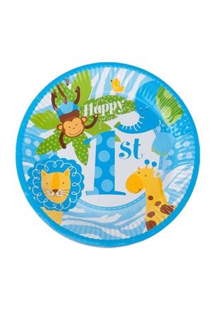 Neşeli Hayvanlar 1 Yaş Mavi Karton Tabak