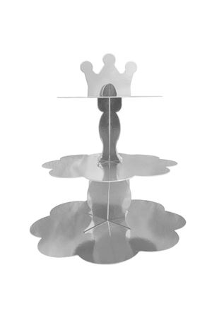 Metalik Kek Standı Gümüş