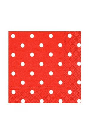 Beyaz Puantiyeli Kırmızı Peçete
