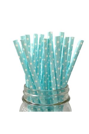 Noktalı Kağıt Pipet Mavi 20'li - PartiPan