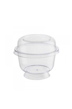 Plastik Kristal Kapaklı Tatlı Kase Seti 20'li