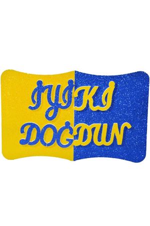 İyi ki Doğdun Sarı Lacivert  Strafor