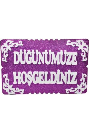 Düğünümüze Hoş Geldiniz Strafor Mor