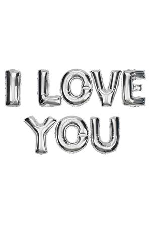 I Love You Gümüş Folyo Balon 40 cm
