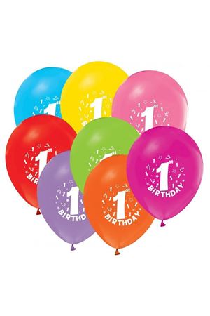 Happy Birthday 1 Yaş Baskılı Balon Karışık Renk 100'lü