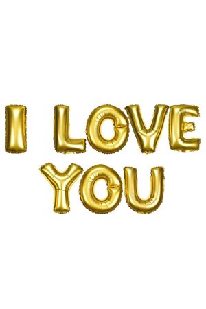 I Love You Harf Folyo Balon Seti 40 cm Gold
