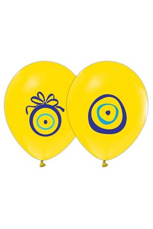 Nazar Boncuğu Baskılı Sarı Balon