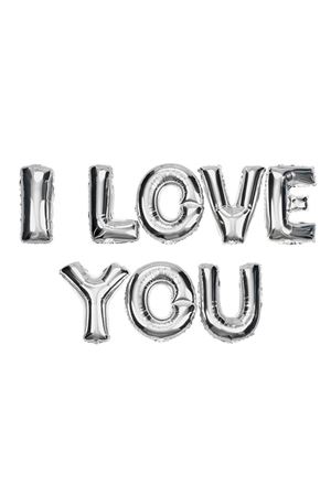 I Love You Yazılı Harf Folyo Balon 40 cm Gümüş