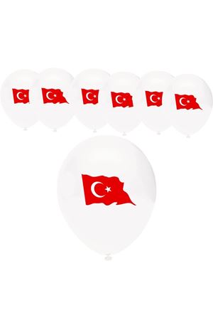 Bayrak Baskılı Beyaz Balon
