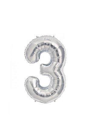 3 Rakam Folyo Balon Gümüş 100 cm