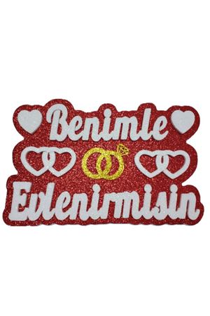 Benimle Evlenir Misin Kalpli Strafor Kırmızı