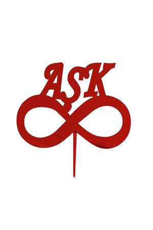 Pleksi Aşk Yazılı Pasta Üstü Süsü Kırmızı