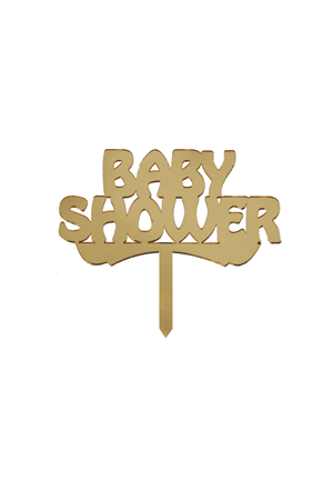 Pleksi Baby Shower Pasta Üstü Süsü Gold