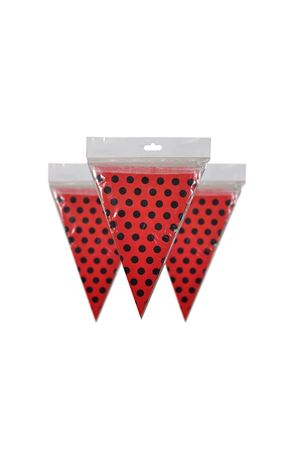 Siyah Puantiyeli Kırmızı Flama 10 Adet