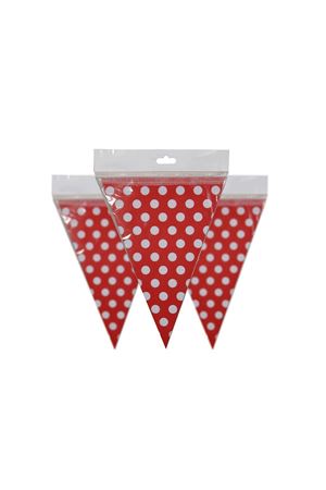 Kırmızı Beyaz Puantiyeli Flama 10 Adet