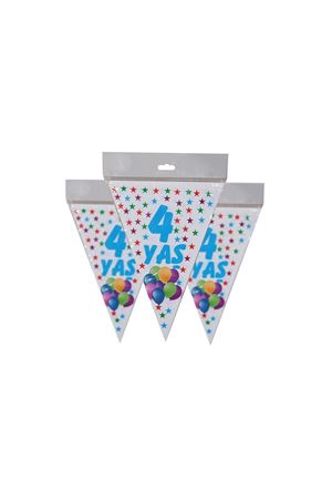 4 Yaş Yazılı Flama Mavi 10 Adet