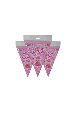 PartiPan Hoşgeldin Bebek Yazılı Flama Pembe 10'lu