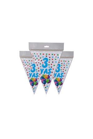 3 Yaş Yazılı Flama Mavi 10 Adet