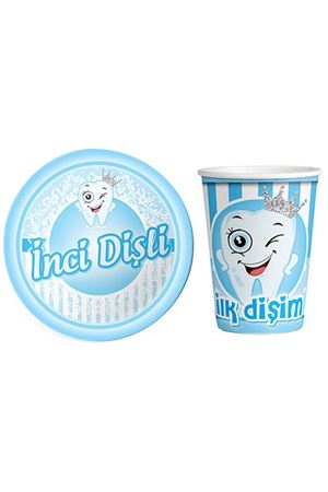 Diş Buğdayı Tabak Bardak Set Mavi 8 Adet