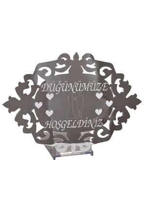 Ayna Düğünümüze Hoşgeldiniz Pleksi Gümüş